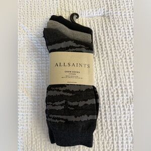 NWT All Saints Men's Black and Gray Crew Socks 3 Pack Size 7-13